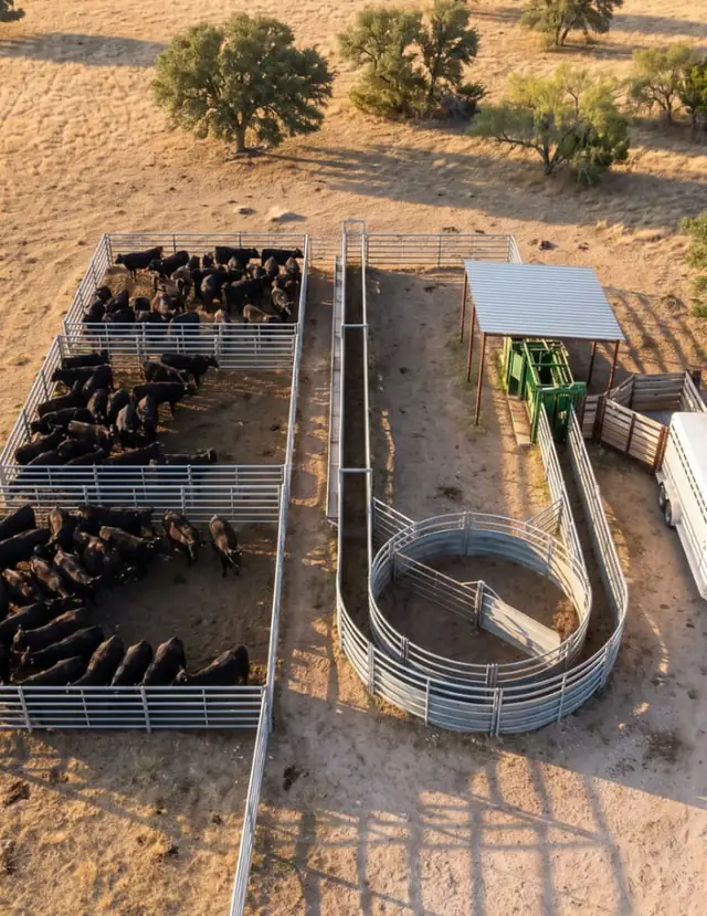 Aerial view of the finished L22 corral